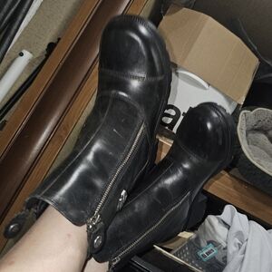 Harley-Davidson Black Leather Side-Zip Combat Boots